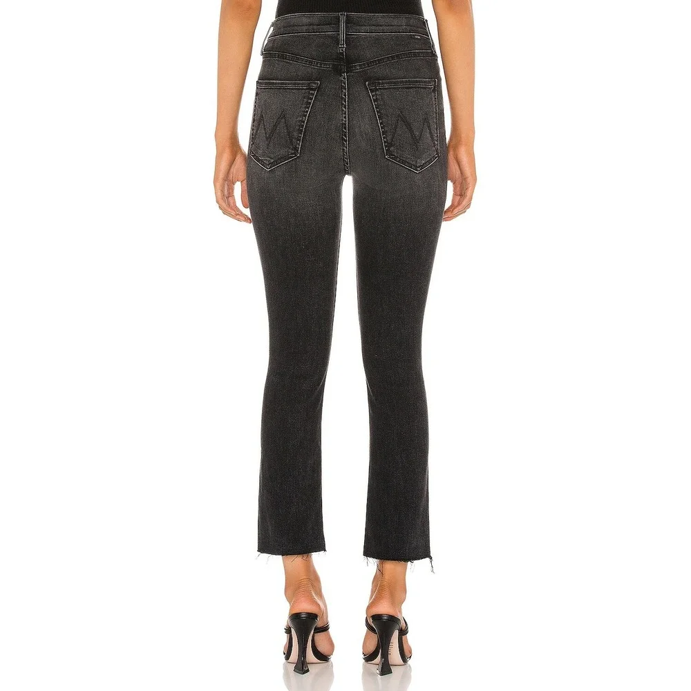 MOTHER The Pixie Dazzler Ankle Fray Jeans Night Shadow Off Duty Edgy Urban Retro